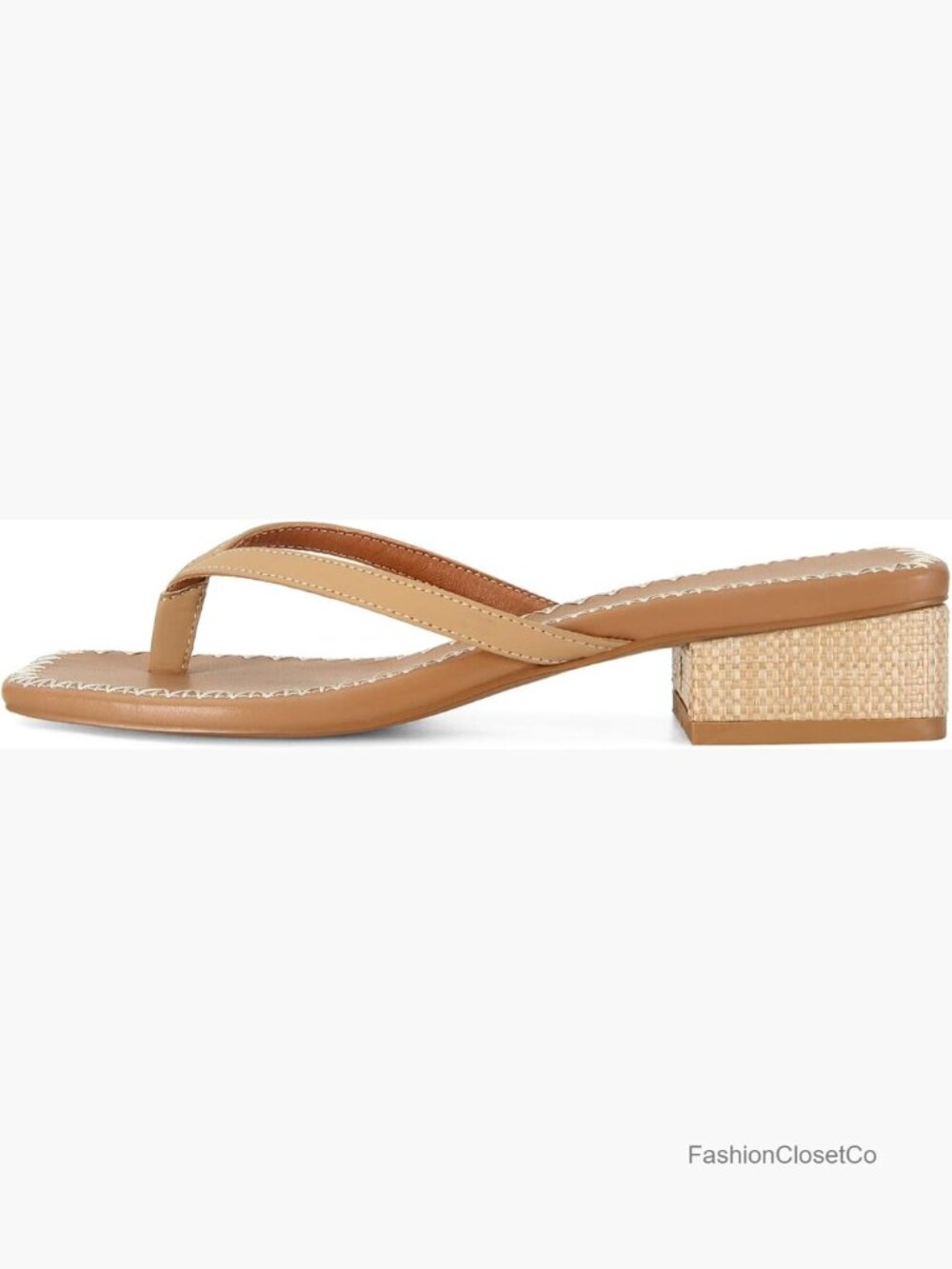 Raffia Heels Sandals Summer Beach Flip Flops Heels Square Open Toe Heeled